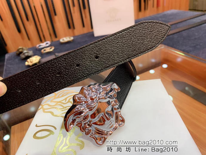 VERSACE範思哲 外貿原單貨 原廠豬皮紋頭層牛皮 男士皮帶 高端人士首選  xfp1325
